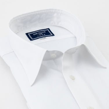 LUXE Line Cotton Point Collar Shirt - White_09