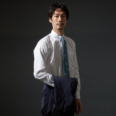 LUXE Line Cotton Tab Collar Shirt - White_09