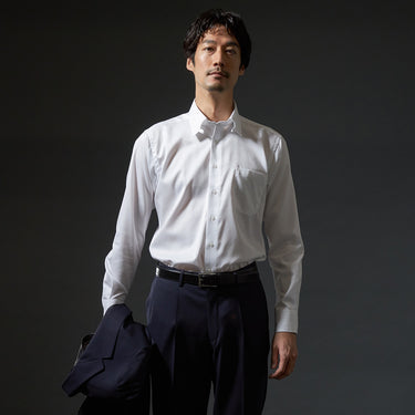 LUXE Line Cotton Tab Collar Shirt - White_10