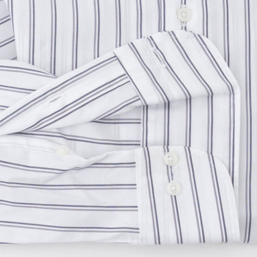 LUXE Line Cotton Tab Collar Stripe Shirt - Navy_13