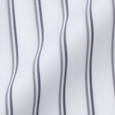LUXE Line Cotton Tab Collar Stripe Shirt - Navy_14