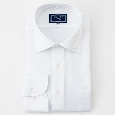 LUXE Line Cotton Spread Collar Shirt - White_09