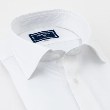LUXE Line Cotton Spread Collar Shirt - White_10