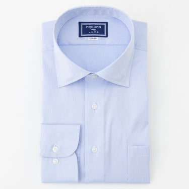 LUXE Line Cotton Spread Collar Shirt - Blue_09