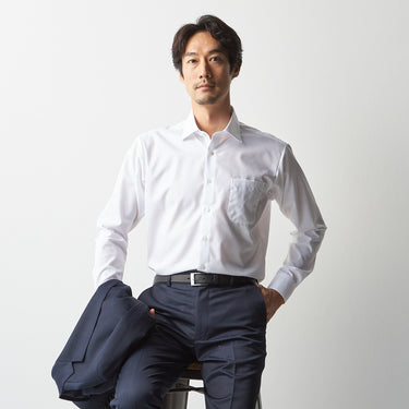 Super Non-iron Cotton Spread Collar Stripe Shirt - White_09