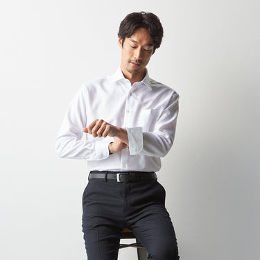 Super Non-iron Cotton Spread Collar Shirt - White_09