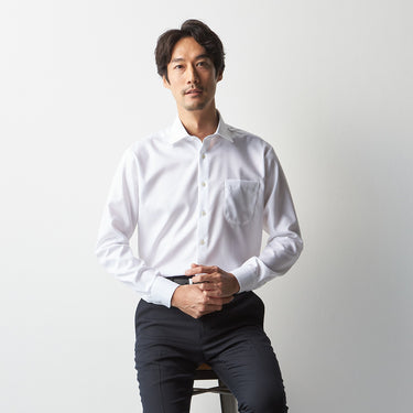 Super Non-iron Cotton Spread Collar Shirt - White_10