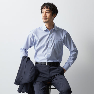 Super Non-iron Cotton Spread Collar Stripe Shirt - Blue_09