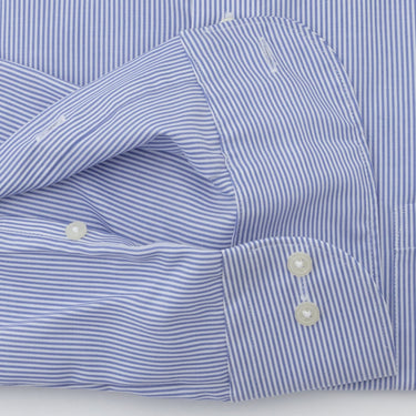 Super Non-iron Cotton Spread Collar Stripe Shirt - Blue_12