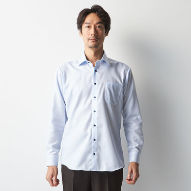 Super Non-iron Cotton Spread Collar Shirt - Blue_12