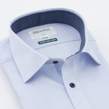 Super Non-iron Cotton Spread Collar Shirt - Blue_15