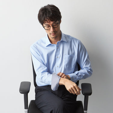 Super Non-iron Cotton Spread Collar Shirt - Blue_08