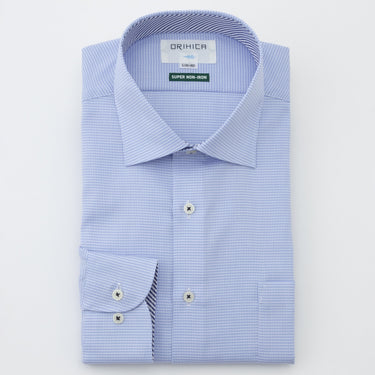 Super Non-iron Cotton Spread Collar Shirt - Blue_10