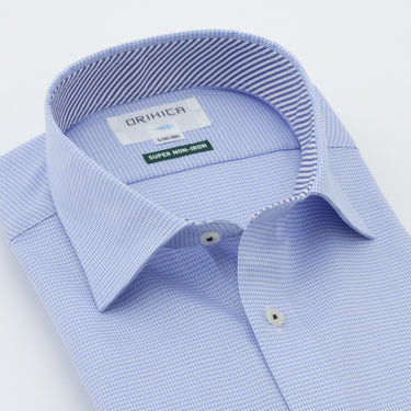 Super Non-iron Cotton Spread Collar Shirt - Blue_11