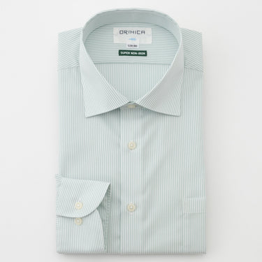 Super Non-iron Cotton Spread Collar Stripe Shirt - Mint_07