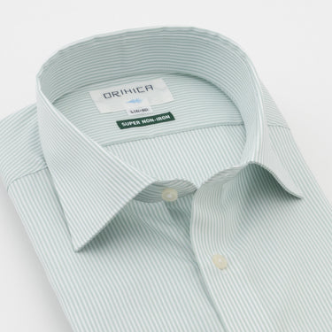Super Non-iron Cotton Spread Collar Stripe Shirt - Mint_08