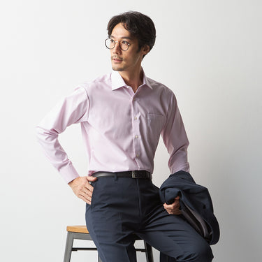 Super Non-iron Cotton Spread Collar Stripe Shirt - Pink_07