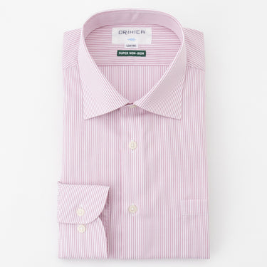 Super Non-iron Cotton Spread Collar Stripe Shirt - Pink_08