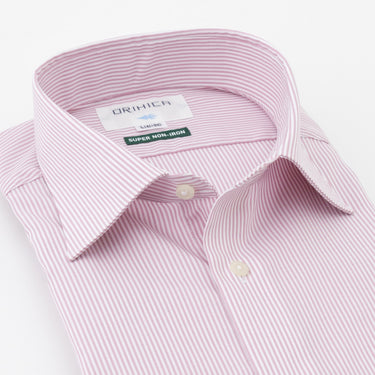 Super Non-iron Cotton Spread Collar Stripe Shirt - Pink_09