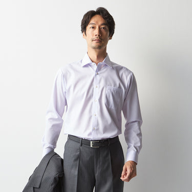 Super Non-iron Cotton Spread Collar Stripe Shirt - Purple_07