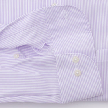 Super Non-iron Cotton Spread Collar Stripe Shirt - Purple_10