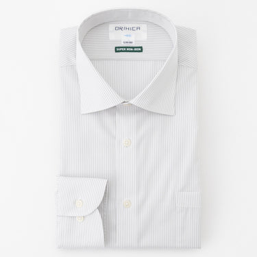 Super Non-iron Cotton Spread Collar Stripe Shirt - Gray_07
