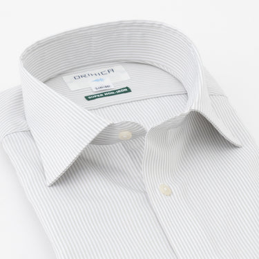 Super Non-iron Cotton Spread Collar Stripe Shirt - Gray_08
