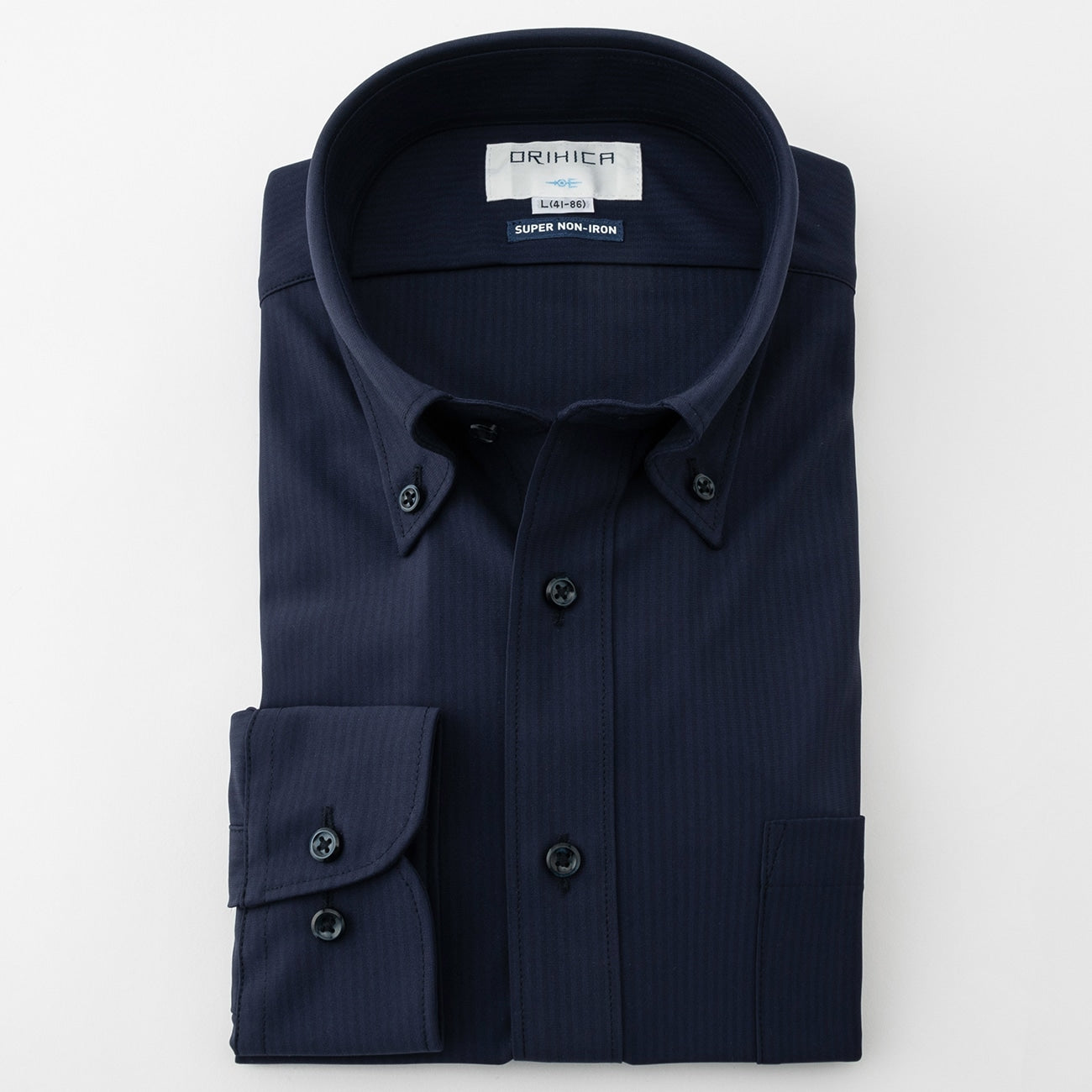 Super Non-iron Stretch Button-down Stripe Shirt - Navy_08