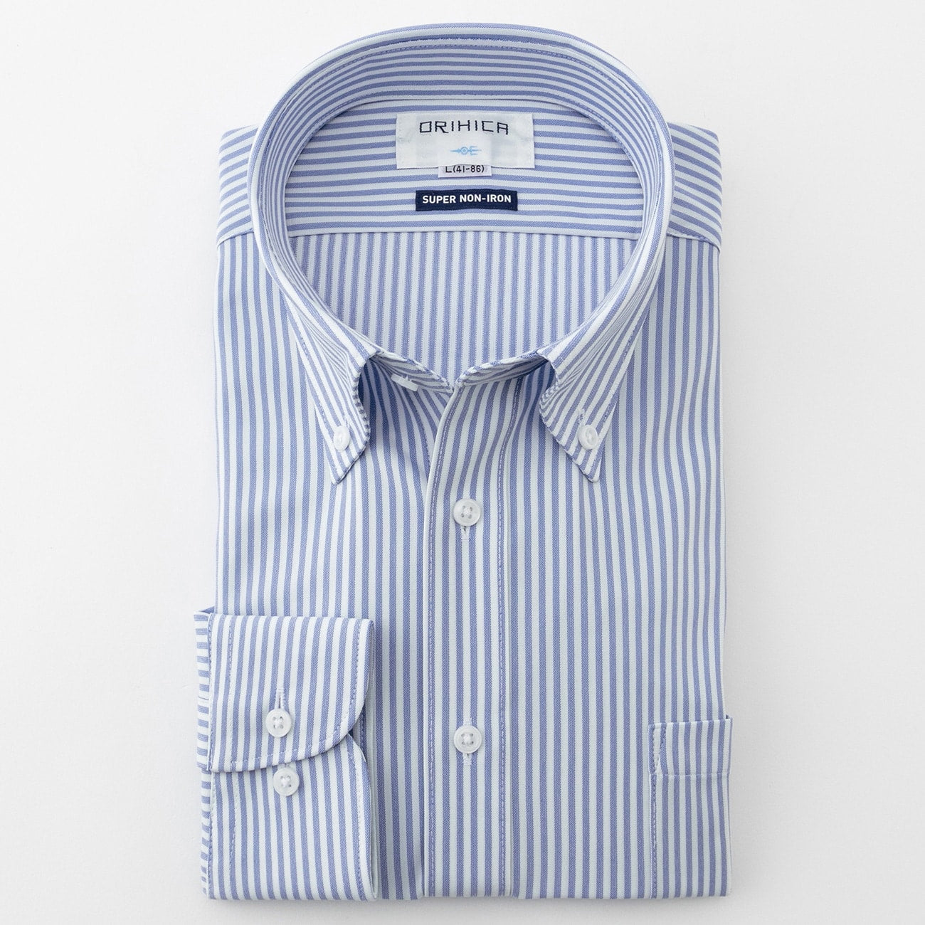 Super Non-iron Stretch Button-down Stripe Shirt - Blue_08