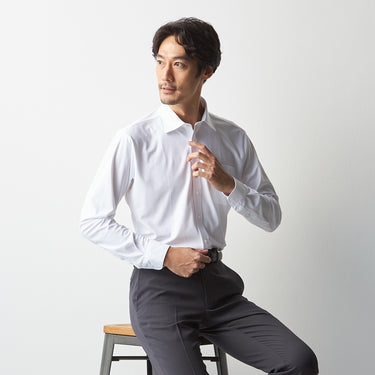 Super Non-iron Stretch Spread Collar Shirt - White_08