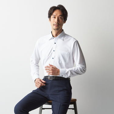 Super Non-iron Stretch Spread Collar Shirt - White_10