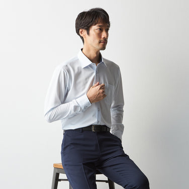Super Non-iron Stretch Spread Collar Shirt - Blue_09