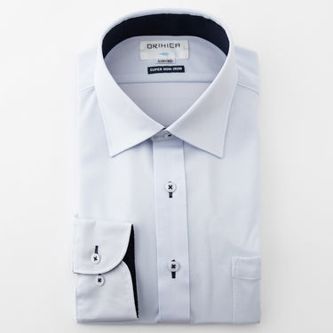 Super Non-iron Stretch Spread Collar Shirt - Blue_10