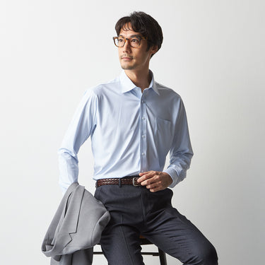 Super Non-iron Stretch Spread Collar Stripe Shirt - Blue_07