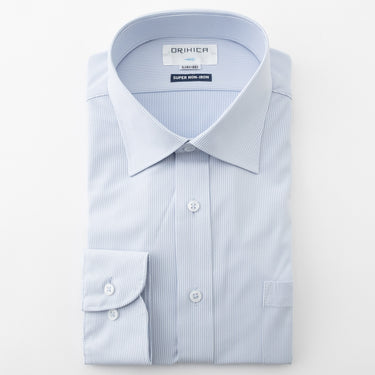 Super Non-iron Stretch Spread Collar Stripe Shirt - Blue_08