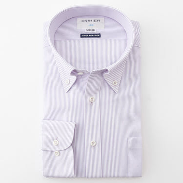 Super Non-iron Stretch Button-down Stripe Shirt - Purple_08