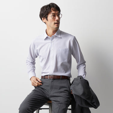 Super Non-iron Stretch Spread Collar Stripe Shirt - Navy_08