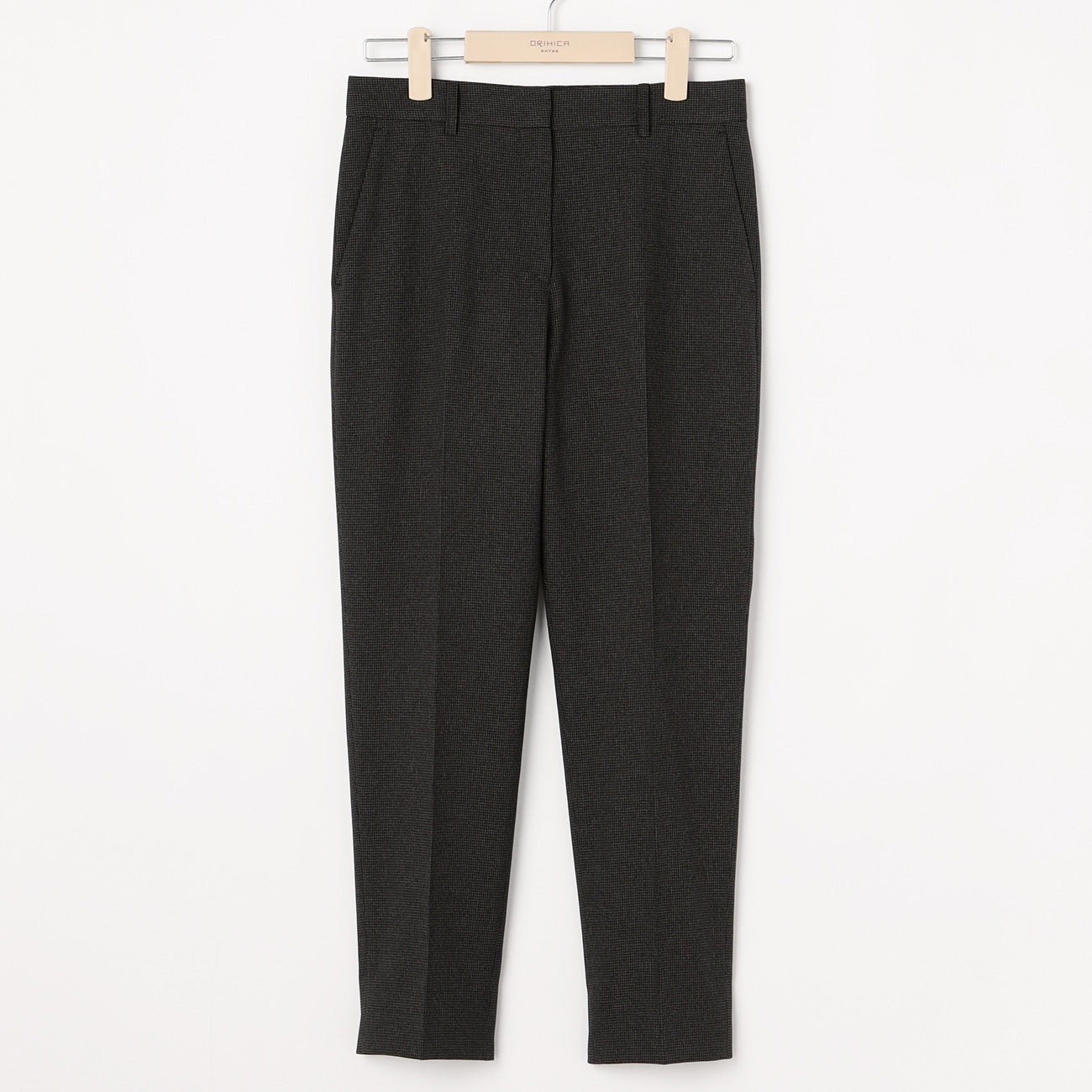 Washable Stretch Houndstooth Cropped Pants - Charcoal Gray_14