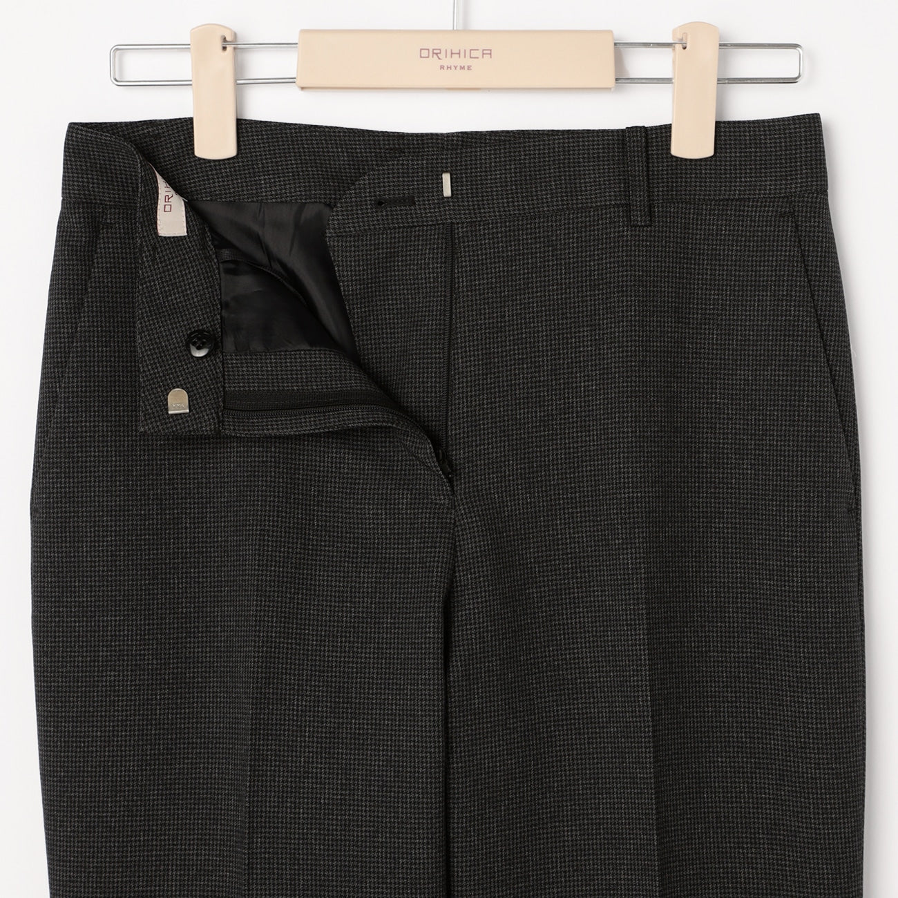 Washable Stretch Houndstooth Cropped Pants - Charcoal Gray_15