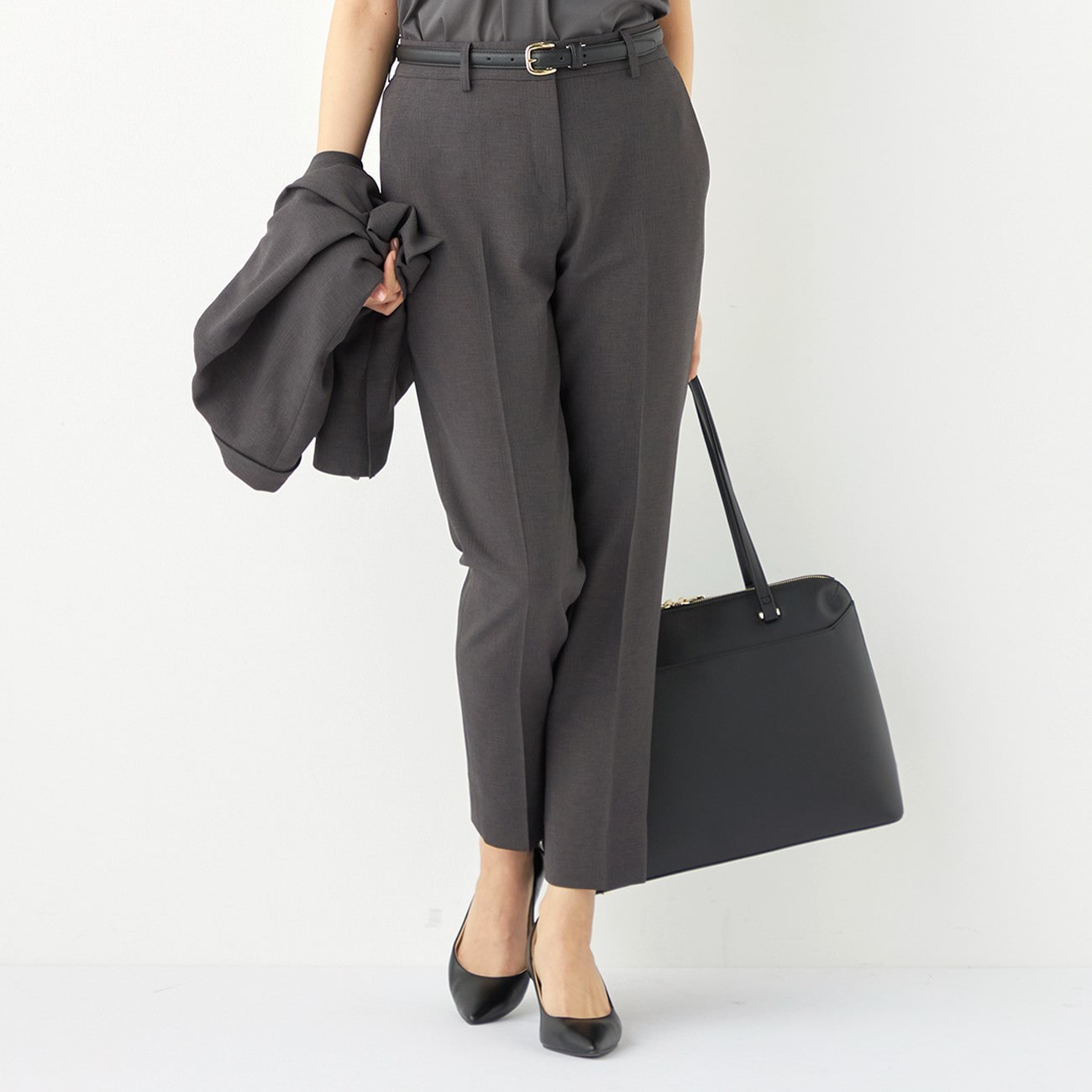 Shadow Check Cropped Pants - Charcoal Gray_25