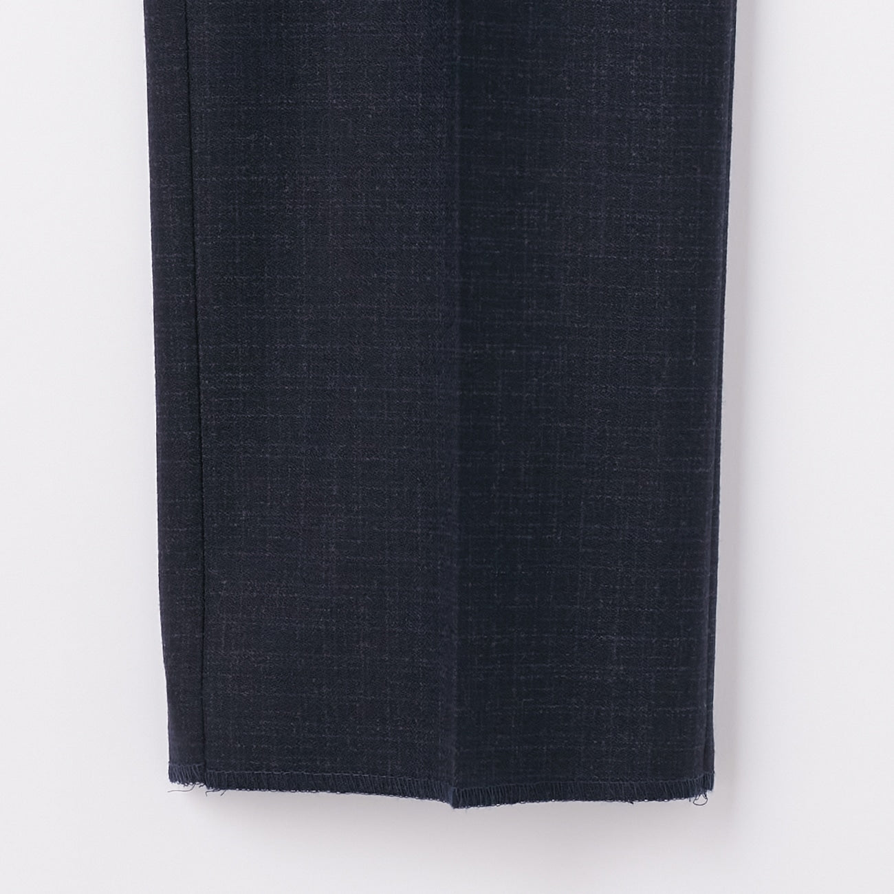 可机洗弹力羊毛磨毛格纹锥形裤 -深蓝