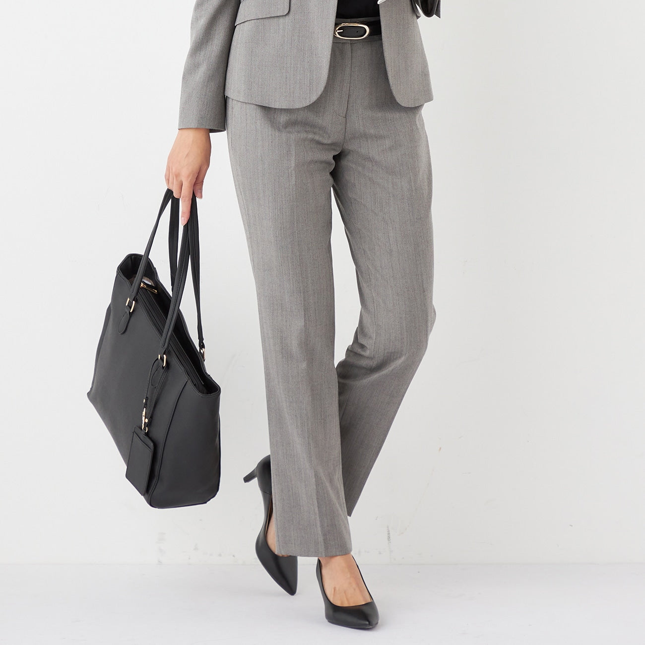 可机洗弹力羊毛磨毛鱼骨纹 锥形裤 - 米色_26