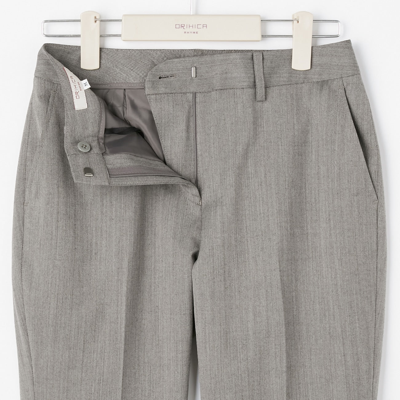 可机洗弹力羊毛磨毛鱼骨纹 锥形裤 - 米色_29