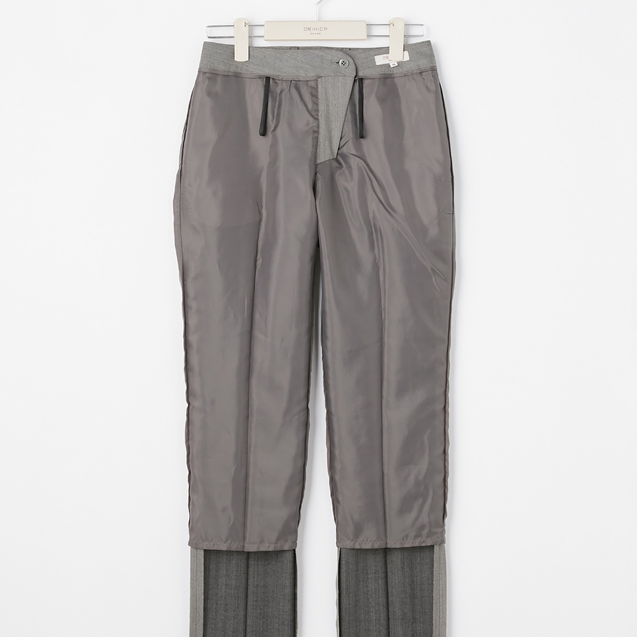 可机洗弹力羊毛磨毛鱼骨纹 锥形裤 - 米色_31