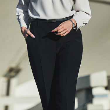 THE THIRD SUITS Double Cloth Cropped Pants - Navy_34