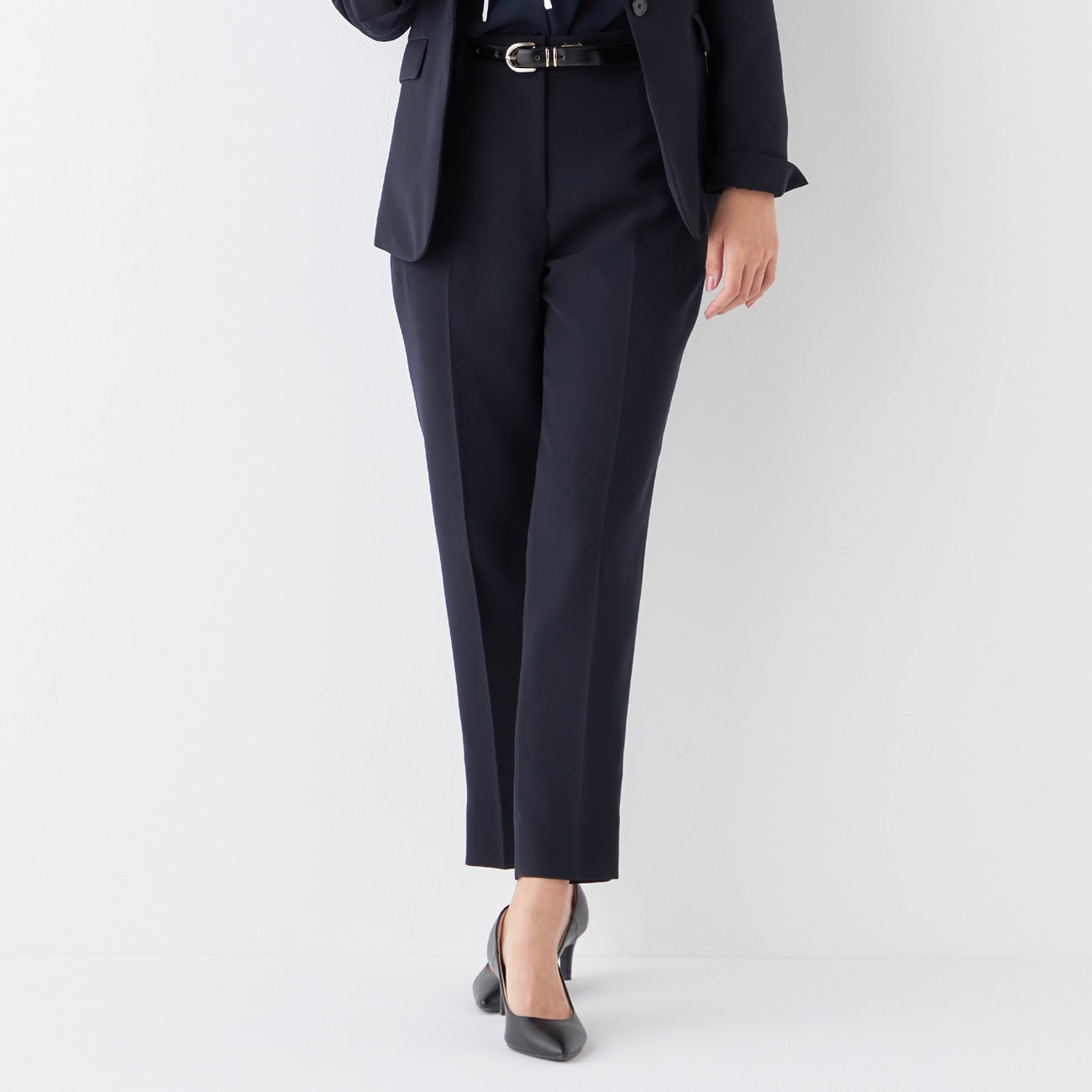 THE THIRD SUITS Double Cloth Cropped Pants - Navy_32