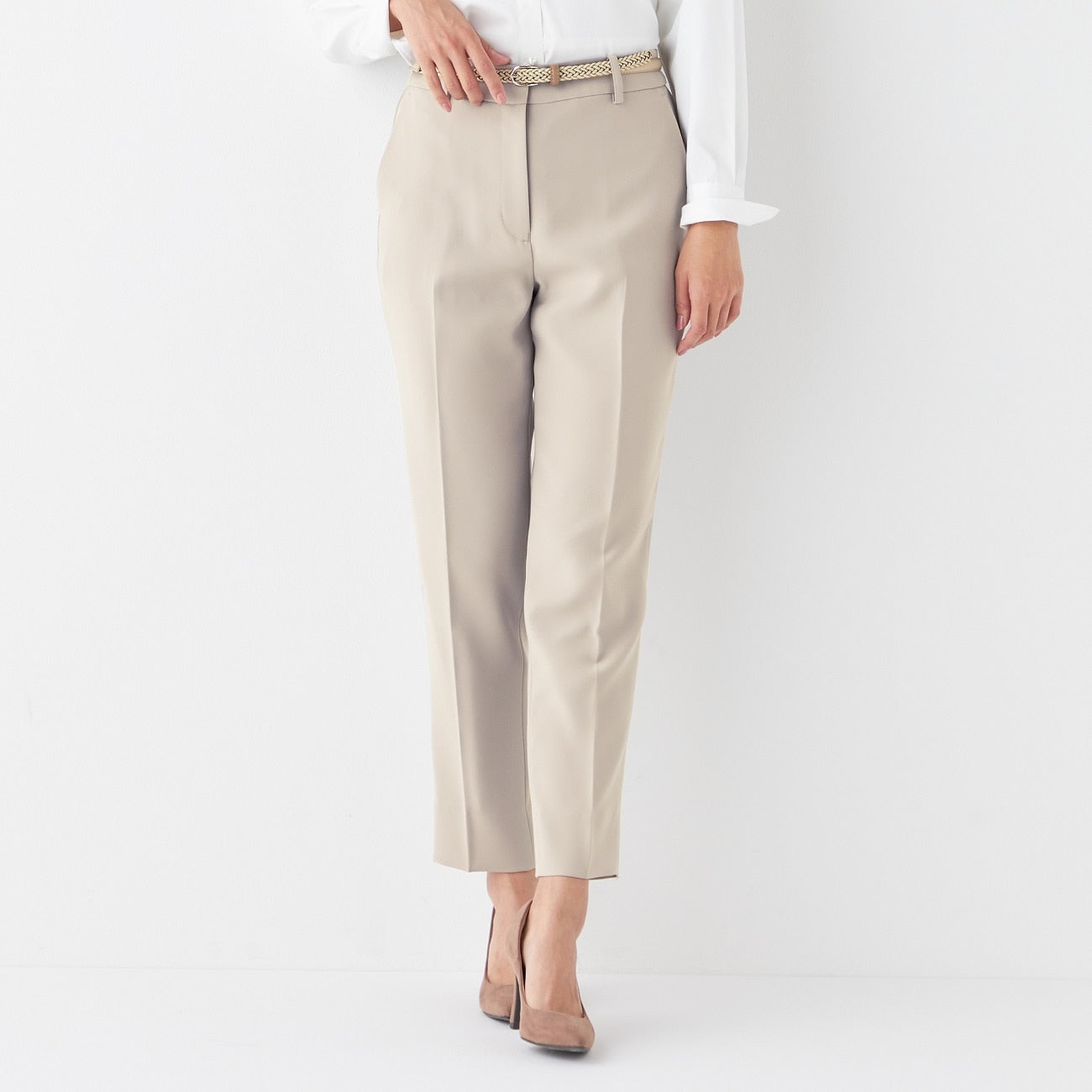 THE THIRD SUITS Double Cloth Cropped Pants - Beige_25