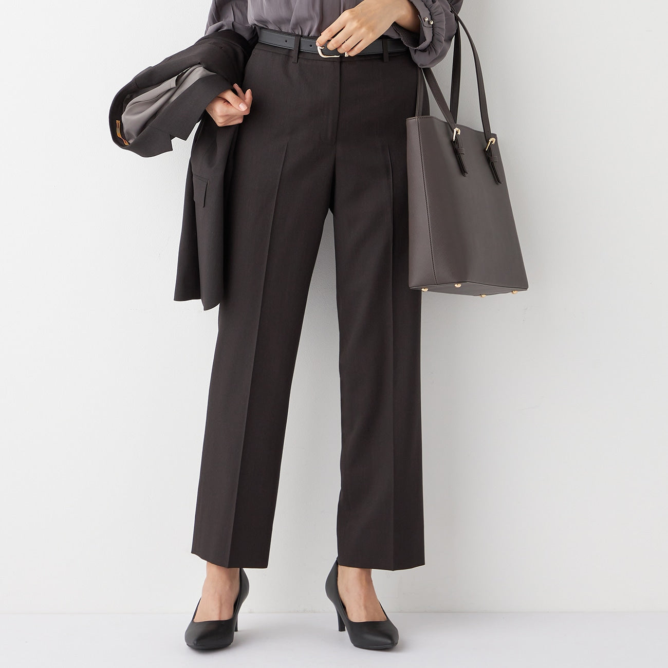 LUXE Line REDA Straight Pants - Brown_12