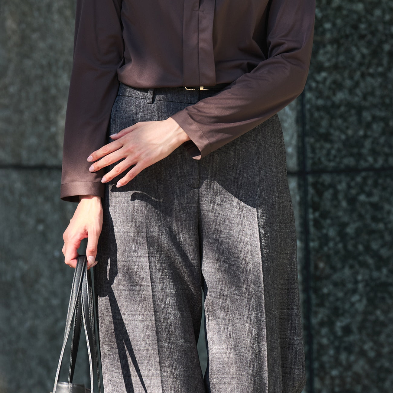 THE THIRD SUITS 格紋寬褲 -灰