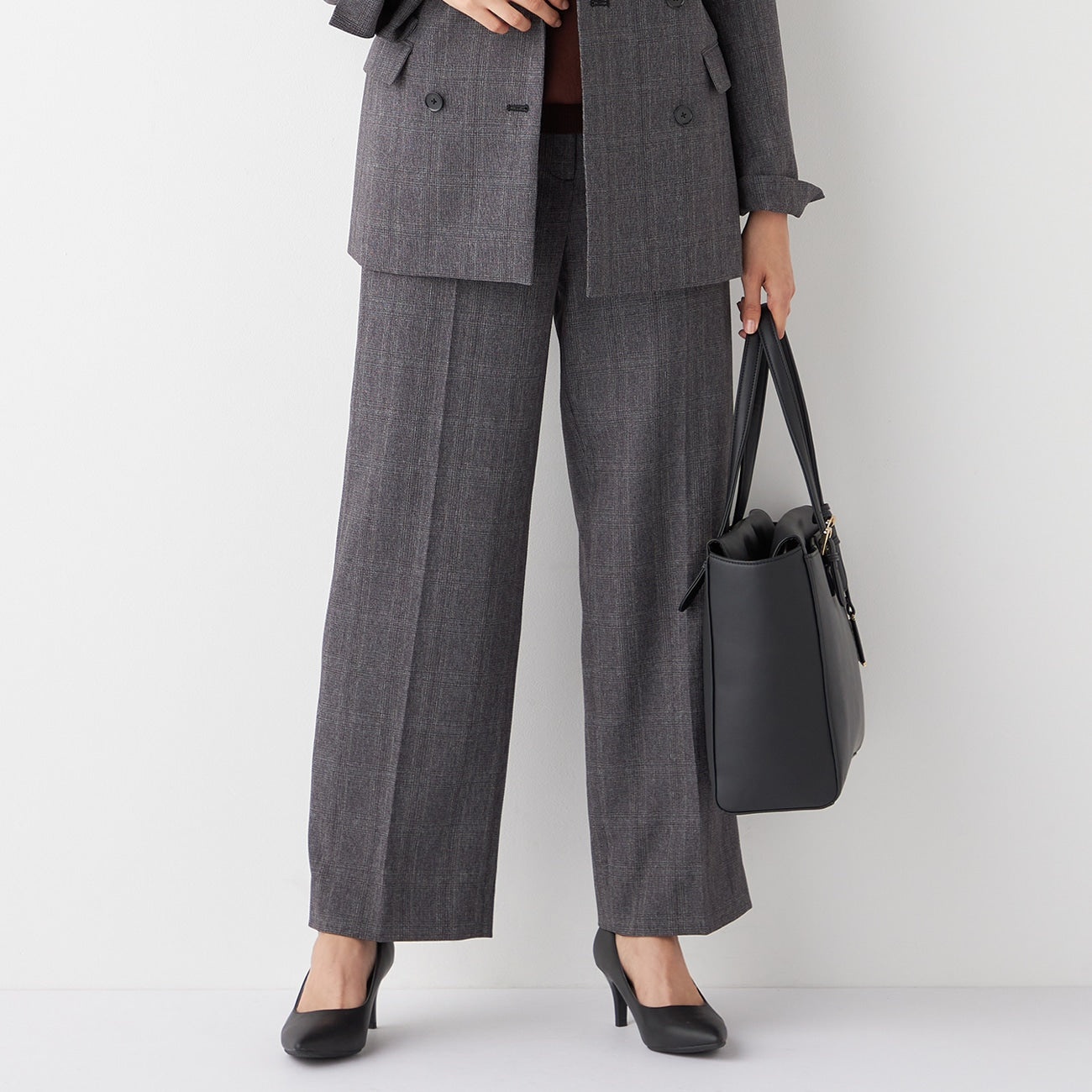 THE THIRD SUITS 格紋寬褲 -灰